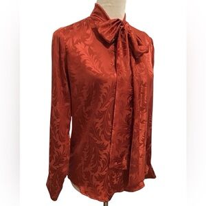 Daniela Corte Patterned Silk Tie Neck Blouse Size 40
